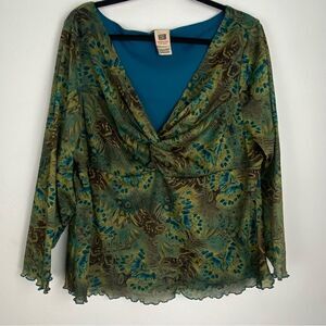 Vintage 70s Y2K Sheer Babydoll Top Size 22W/24W Boho Hippie Gypsy Artsy Festival